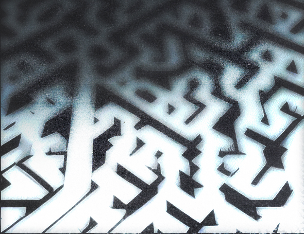 a shadowy maze-like image