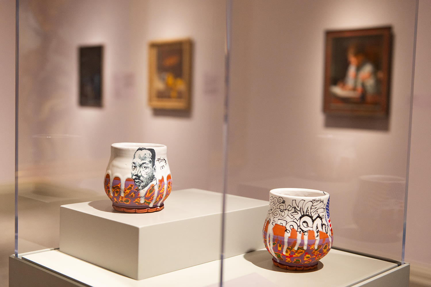 two clay cups depicting Dr. Martin Luther King Jr.