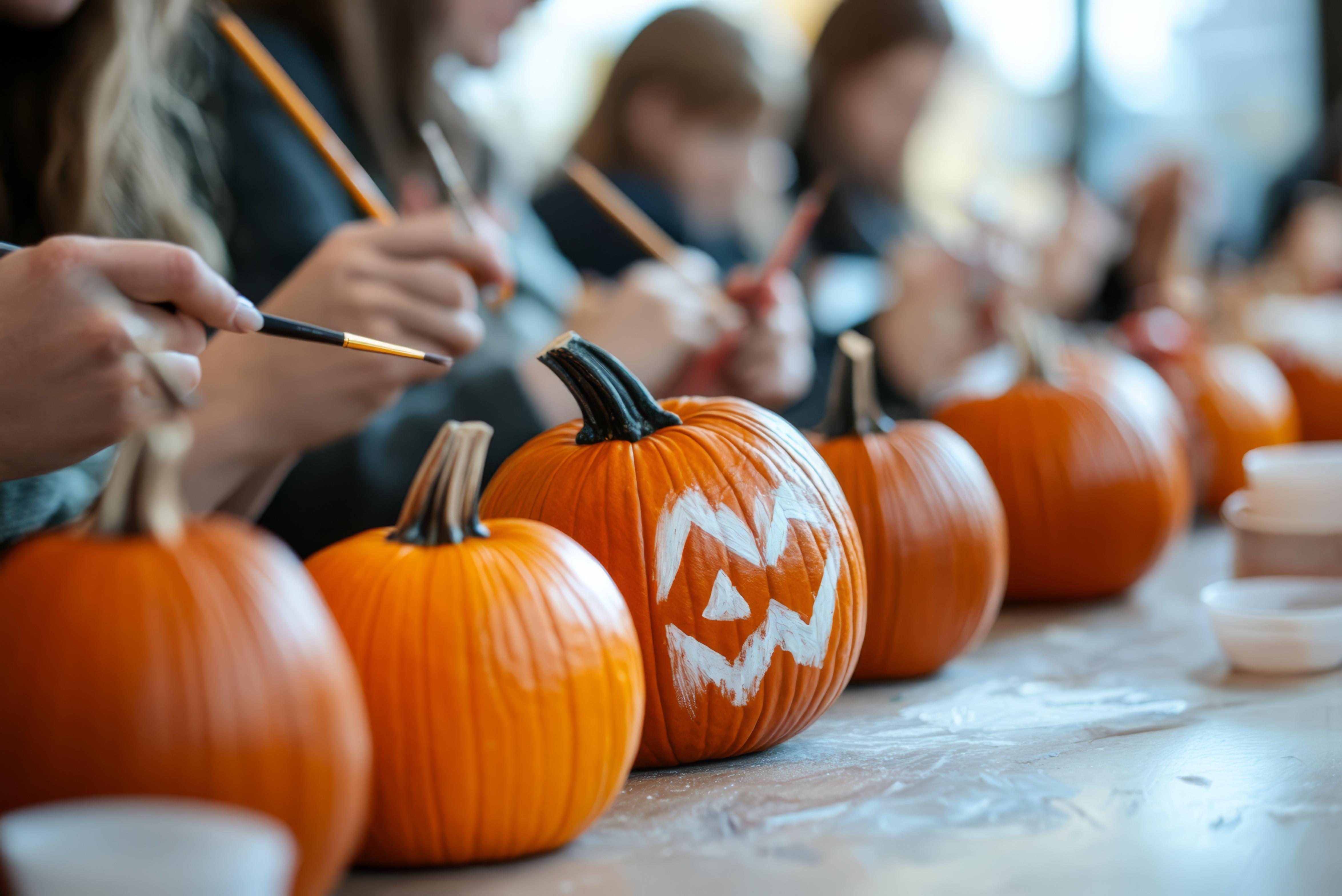 pumpkins being painted