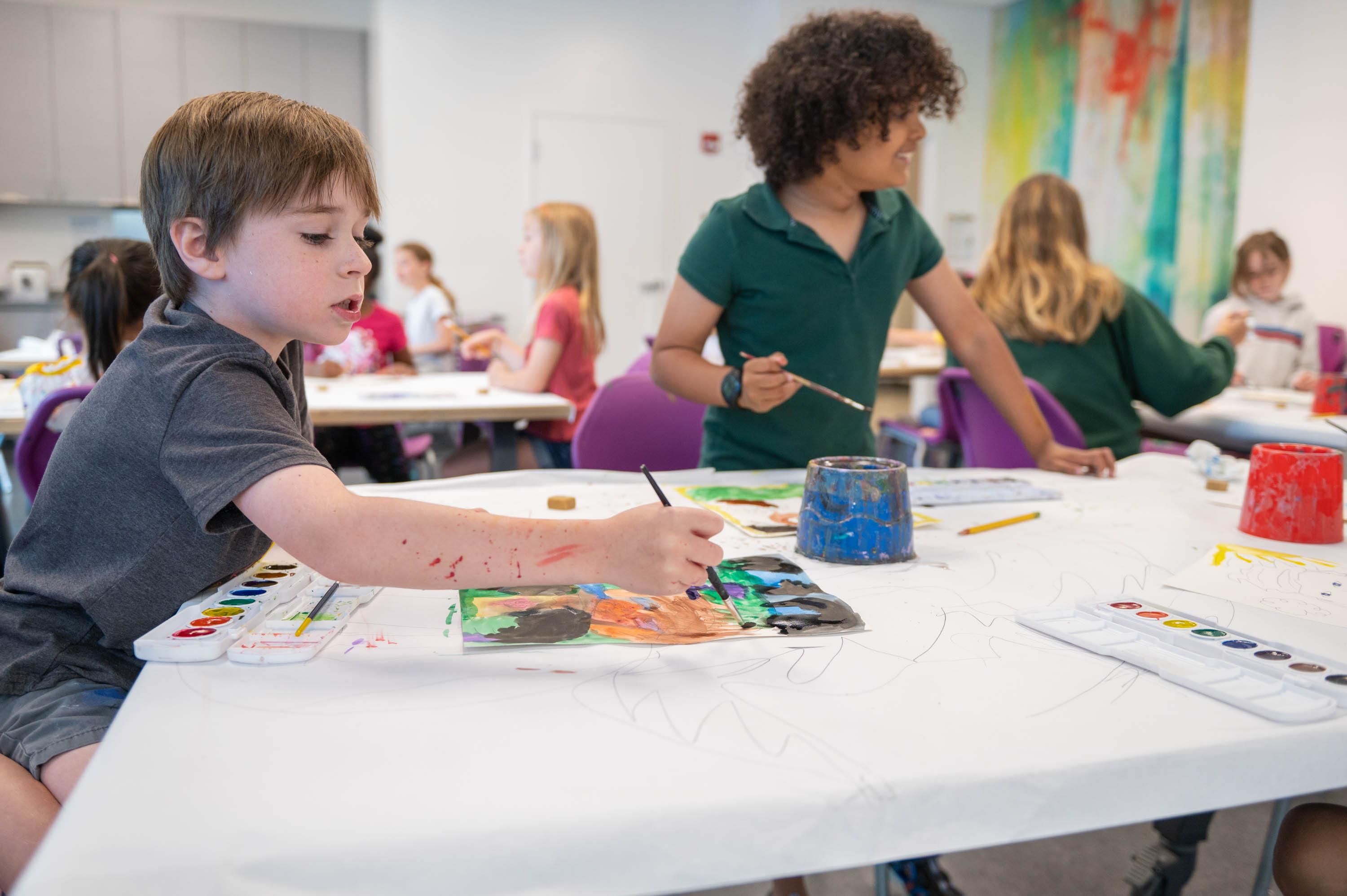 children painting together in the studios