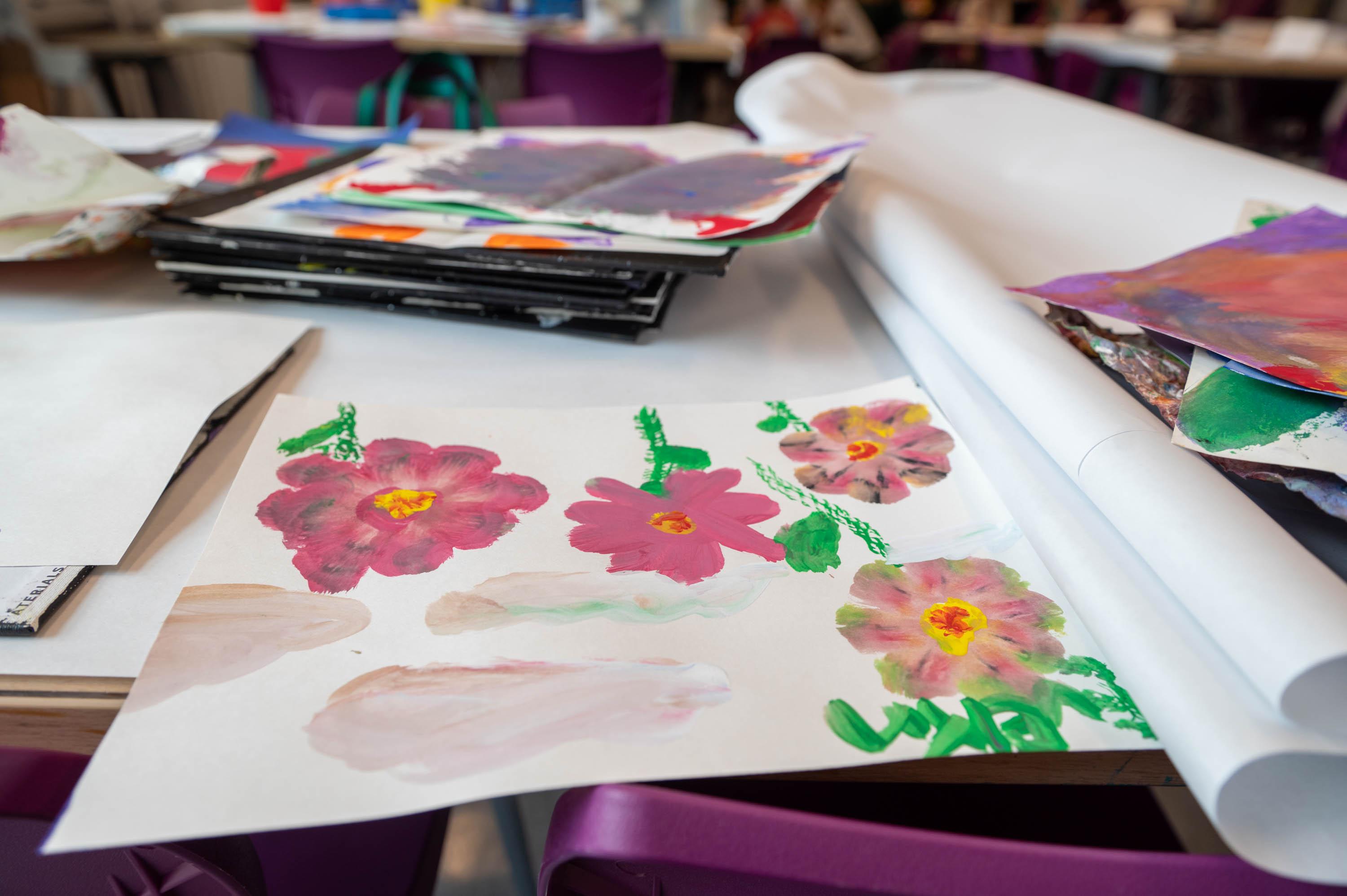 children's art depicting flowers